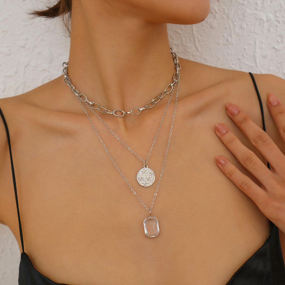 3-in-1 Star Crystal Coin Silver Necklace-Ringified Jewelry