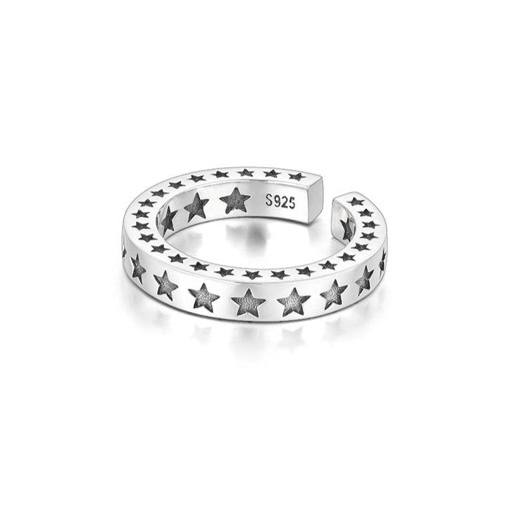 Five-Pointed Carved Star Silver Ring-Ringified Jewelry