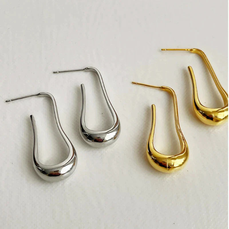 French Water Raindrop Silver Earrings-Ringified Jewelry