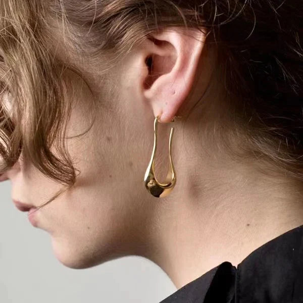 French Water Raindrop Gold Earrings-Ringified Jewelry