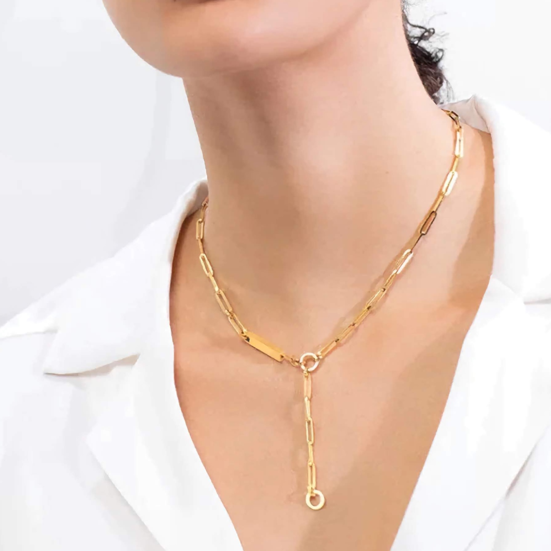 Italian Paperclip Gold Necklace-Ringified Jewelry