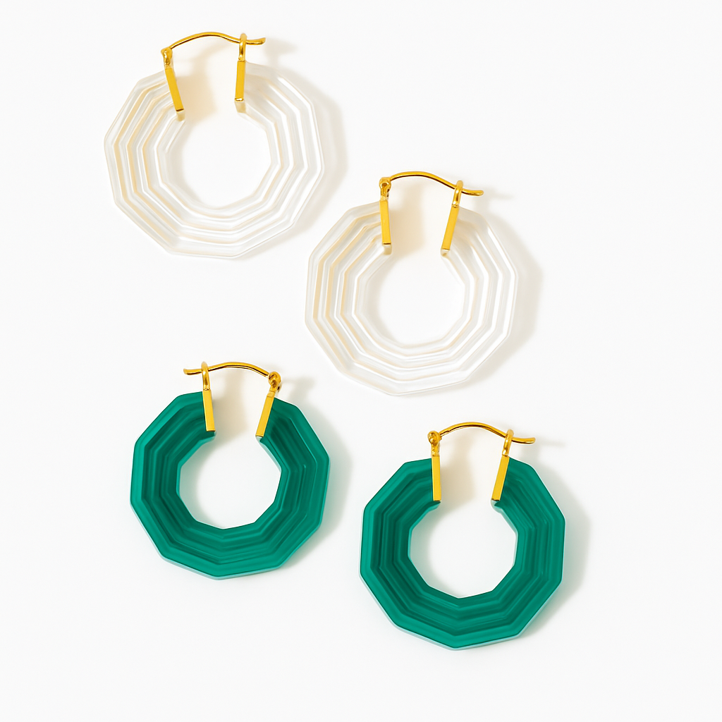 French Hex Hoop Earrings