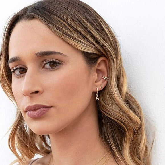 Alphabet Hoop Gold Vermeil Earrings-Ringified Jewelry