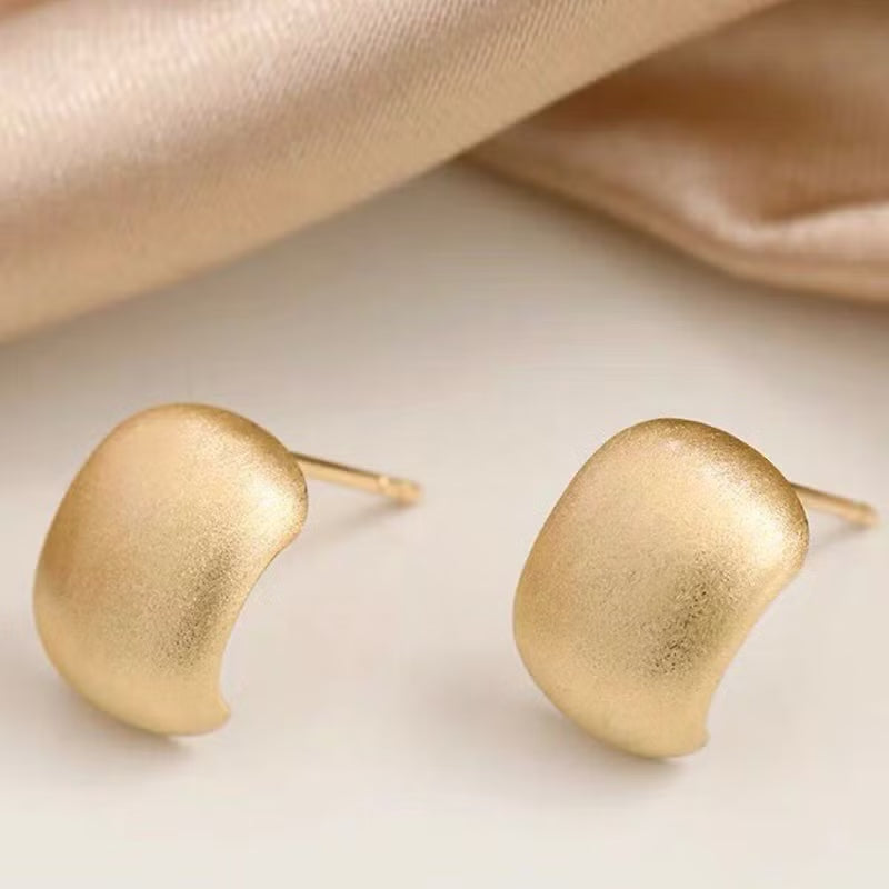 Brushed Shield Vermeil Earrings-Ringified Jewelry