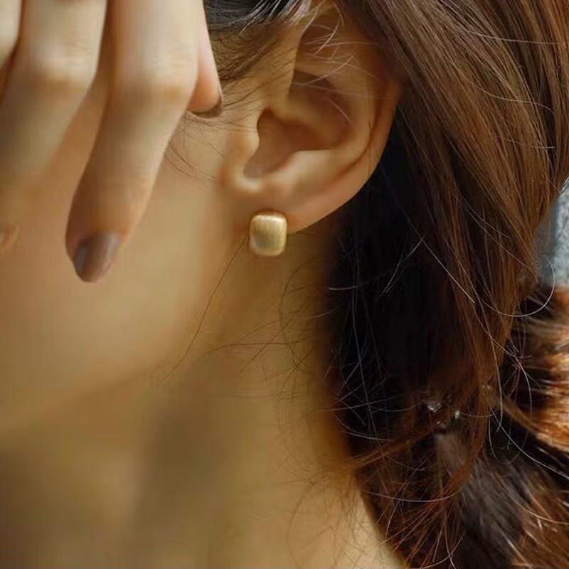 Brushed Shield Vermeil Earrings-Ringified Jewelry