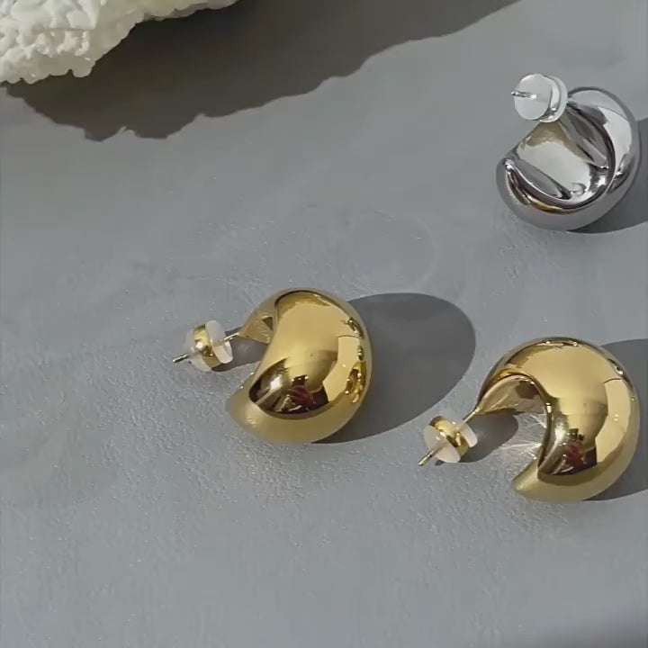 Fat Moon Silver Earrings