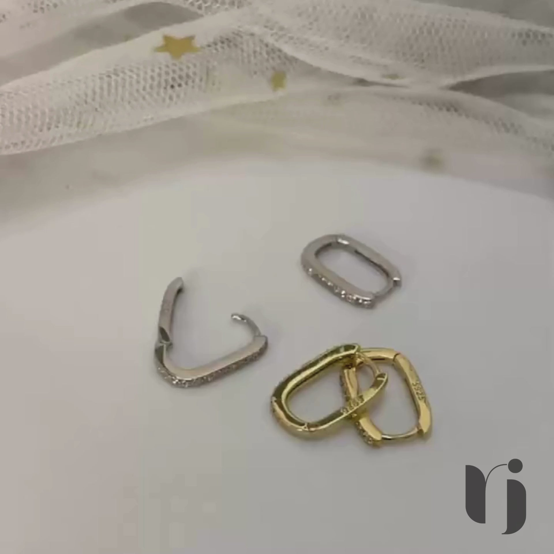 Anella Pavé Gold Hoop Earrings