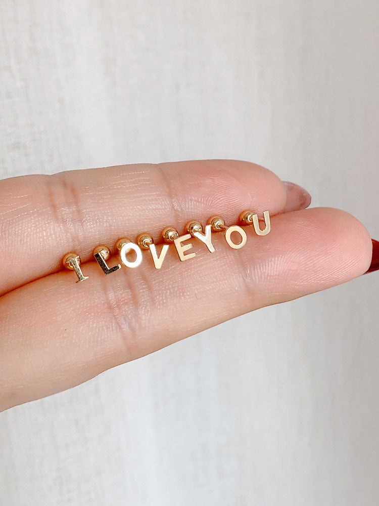 Mini Letter Screw Earrings