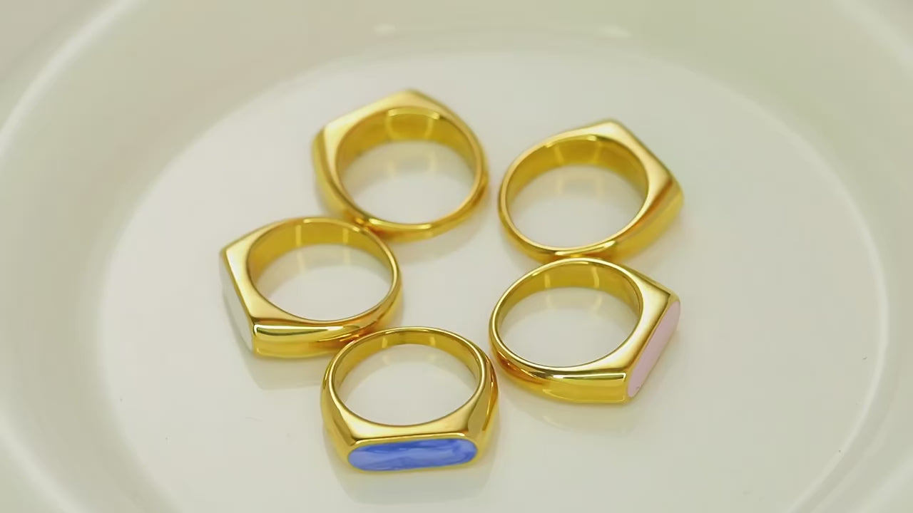 Oblong Bright Pink Signet Ring