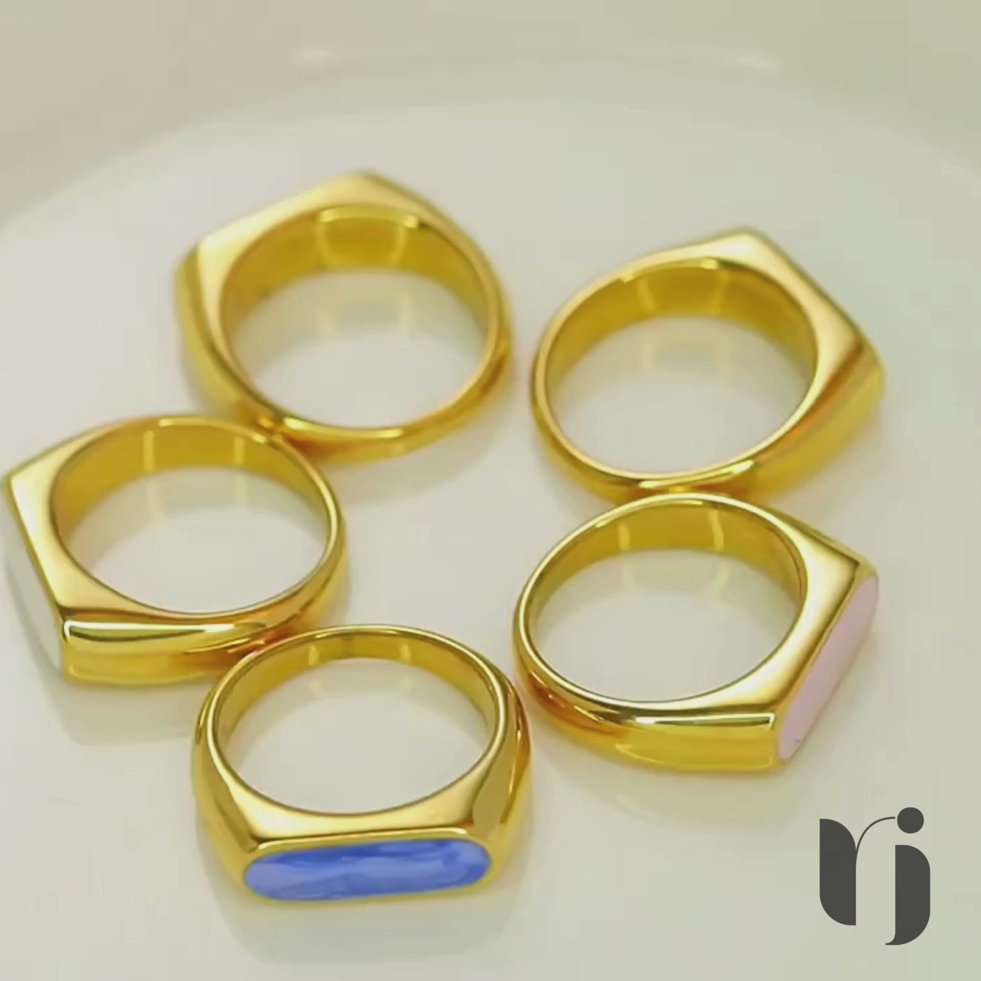 Oblong Blue Signet Ring