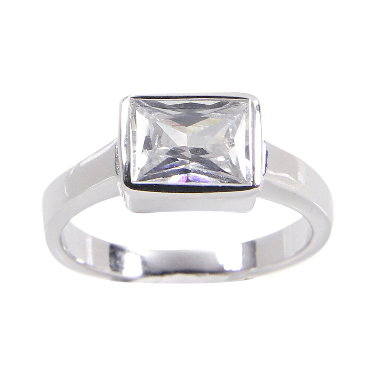 Sterling Silver Solitaire Special Emerald Set Sideways Ring