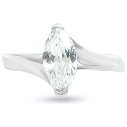 Marquise Cut Clear Stone Twisted Setting Statement Ring