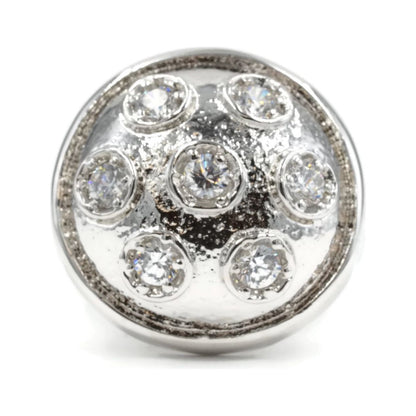 Textured Button Silver Ring