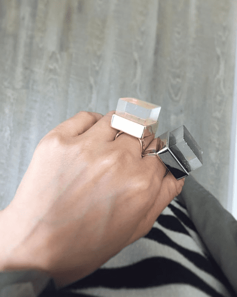 Large Raw Crystal Cube 14K Gold Plate Fashion Ring