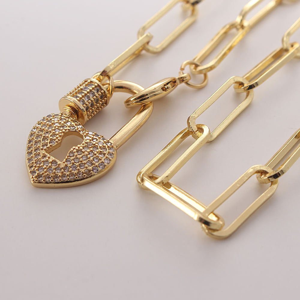 Heart Lock Pave Gold Necklace-Ringified Jewelry