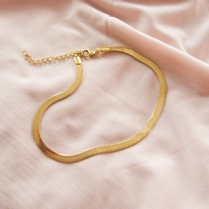 French Herringbone Gold Necklace-Ringified Jewelry