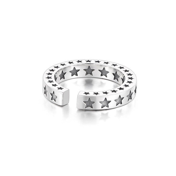 Five-Pointed Carved Star Silver Ring-Ringified Jewelry