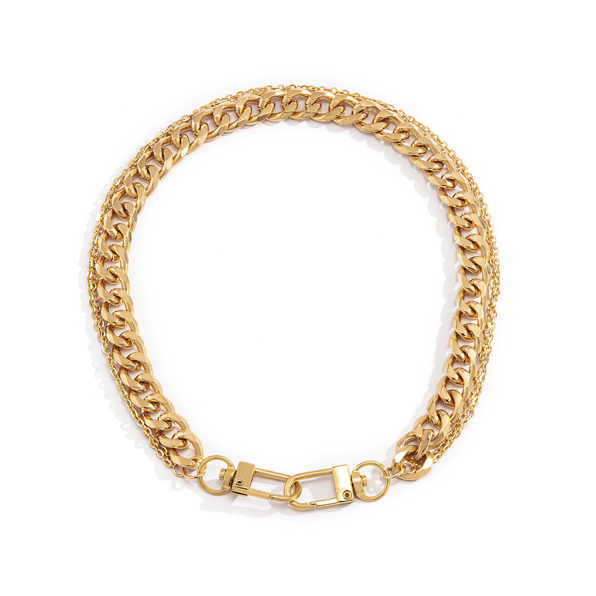 Cubana Double Layer Gold Necklace-Ringified Jewelry