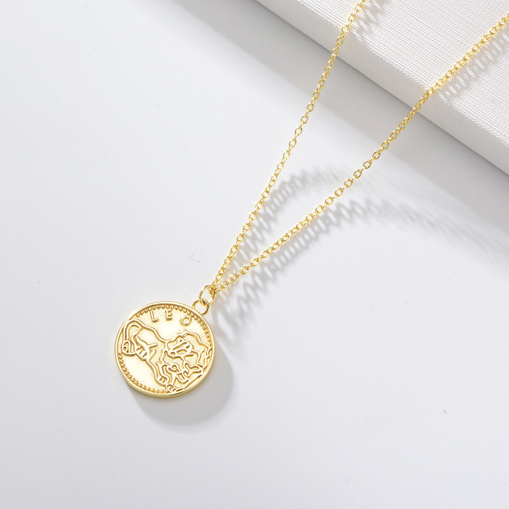 Zodiac Medallion Gold Coin Vermeil Necklace-Ringified Jewelry 