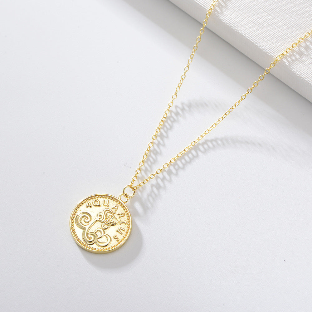 Zodiac Medallion Gold Coin Vermeil Necklace-Ringified Jewelry 