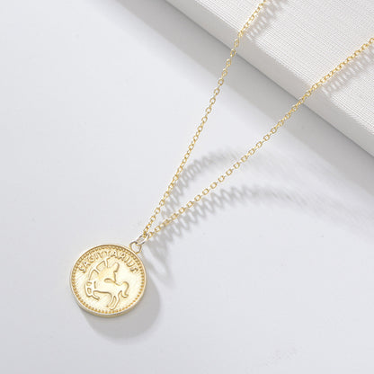 Zodiac Medallion Gold Coin Vermeil Necklace-Ringified Jewelry