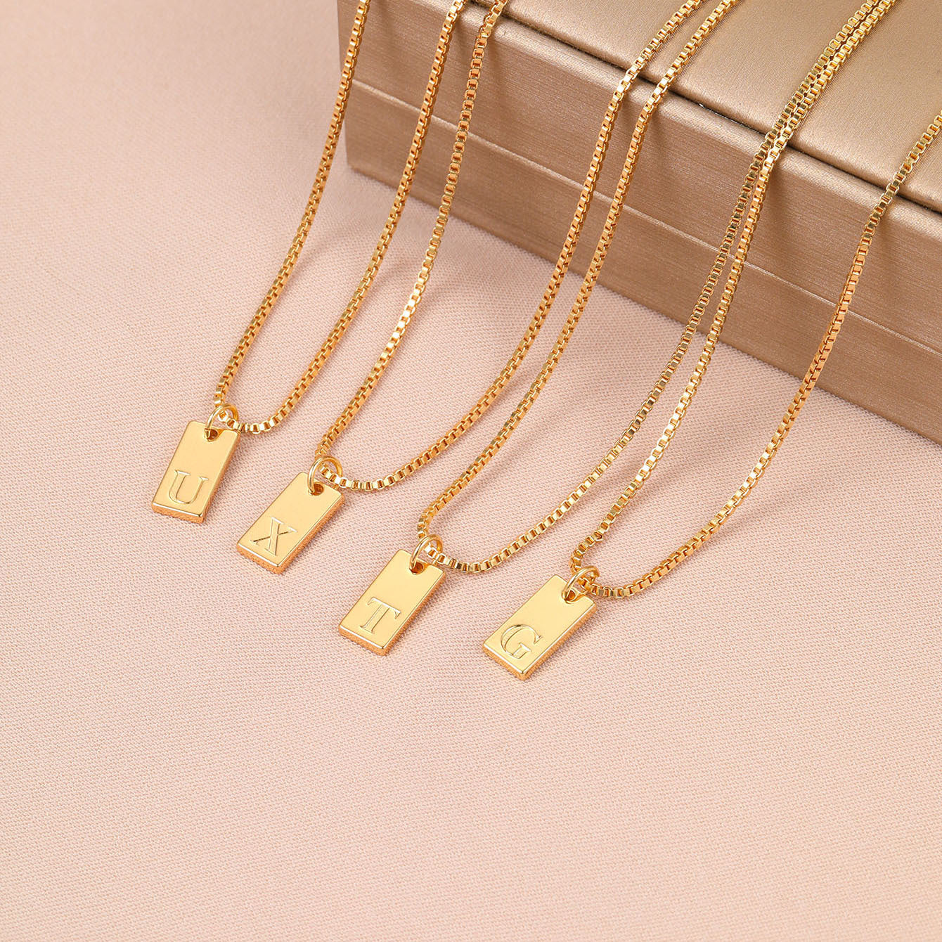 Gold Bar Letter Necklace-Ringified Jewelry