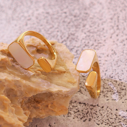 Double Signet Shell Ring