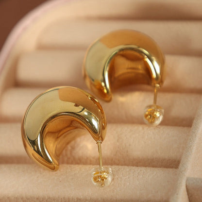 Fat Moon Gold Earrings-Ringified Jewelry