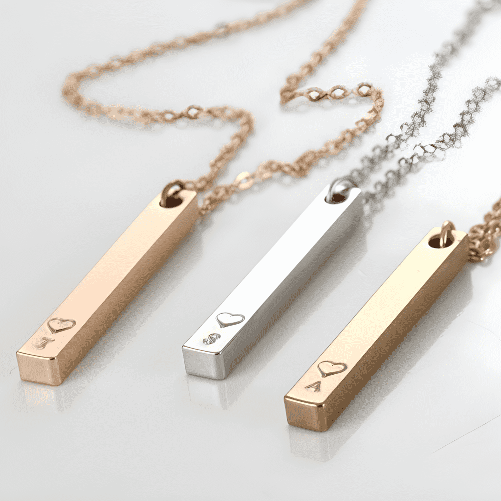 Delicate Heart Letter Bar Silver Necklace-Ringified Jewelry 