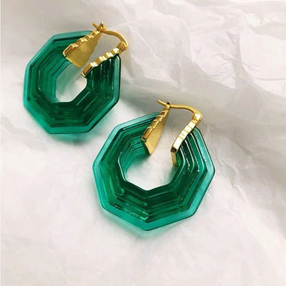 French Hex Hoop Earrings