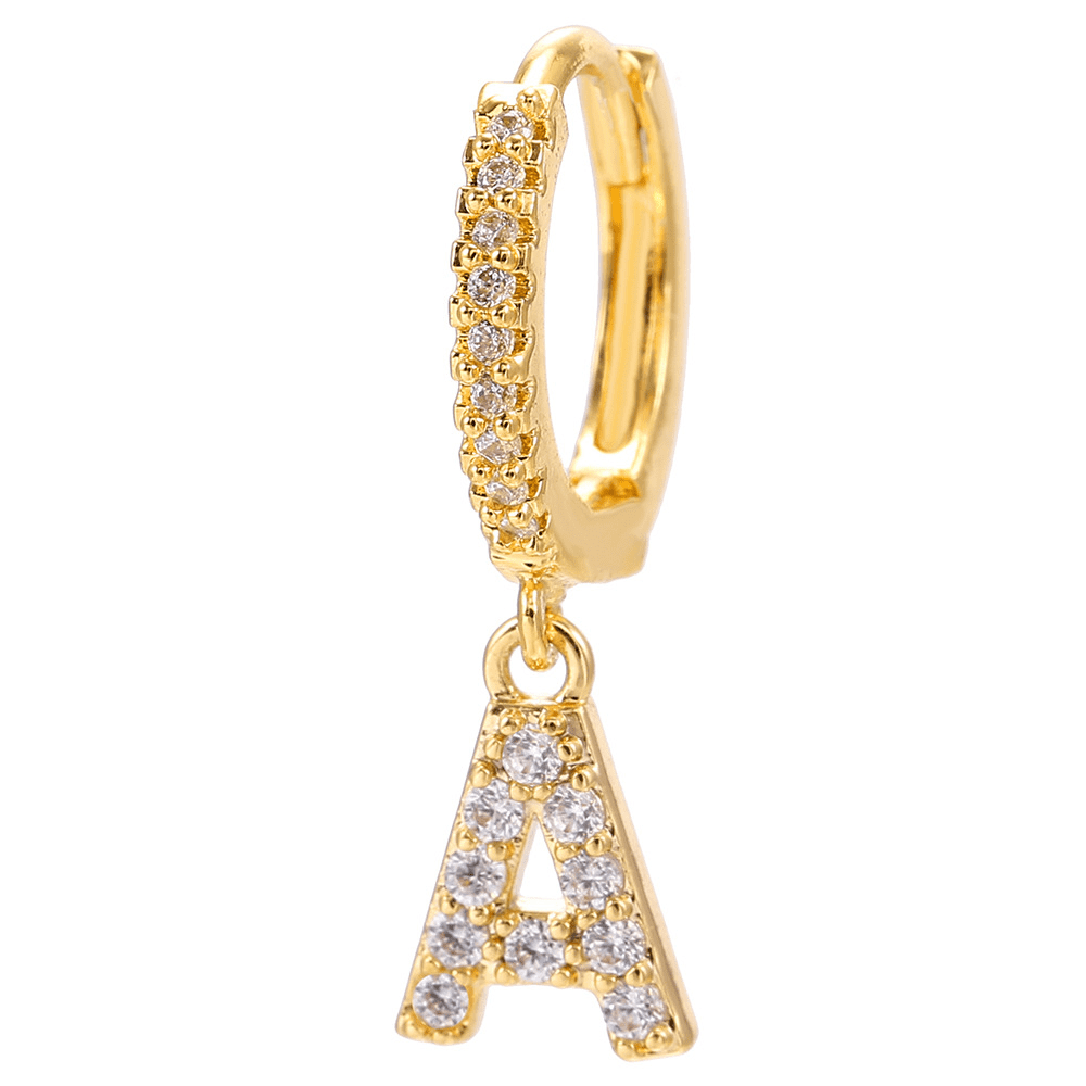 Alphabet Hoop Gold Vermeil Earrings-Ringified Jewelry
