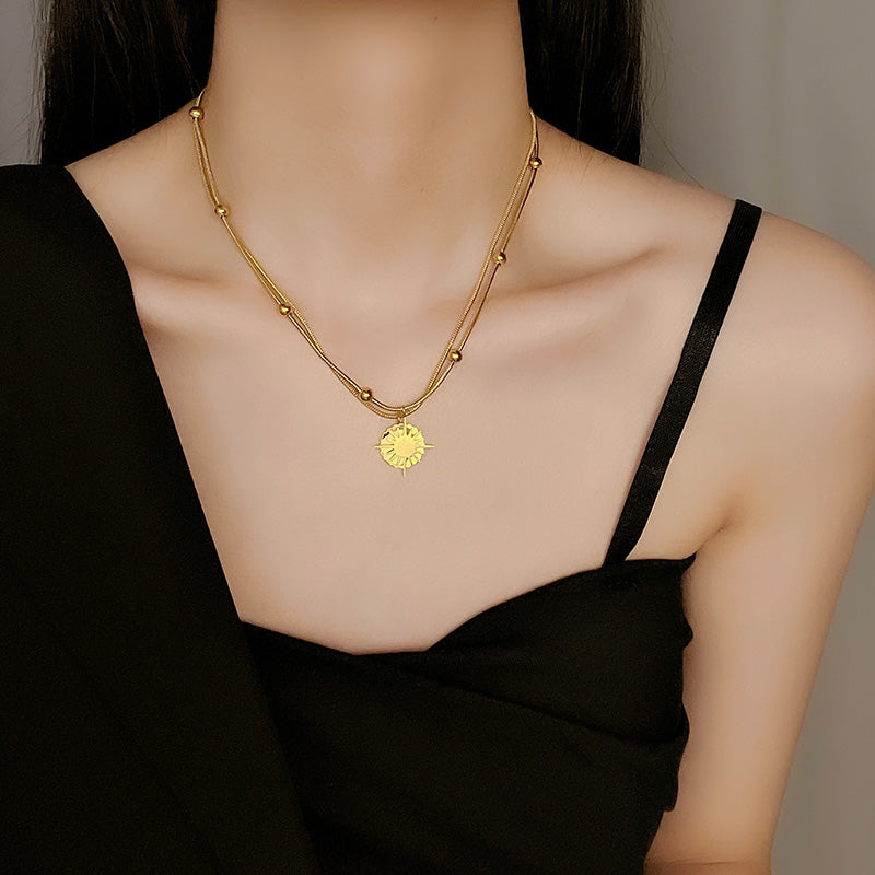 Sole Luna Double Gold Necklace-Ringified Jewelry