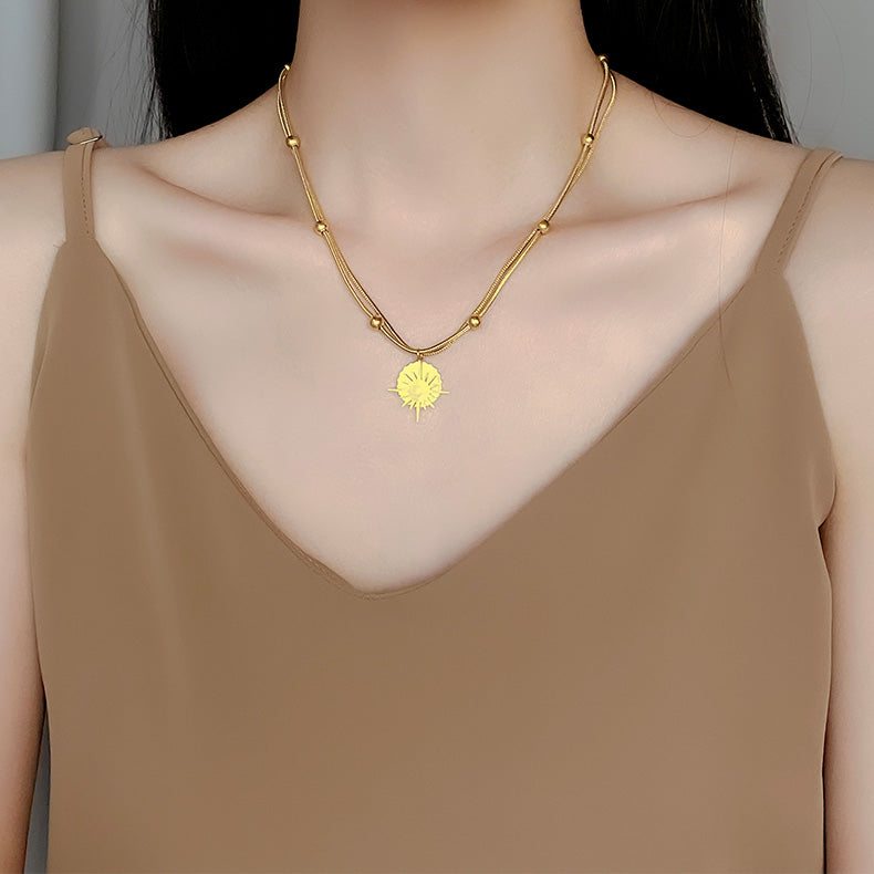 Sole Luna Double Gold Necklace-Ringified Jewelry