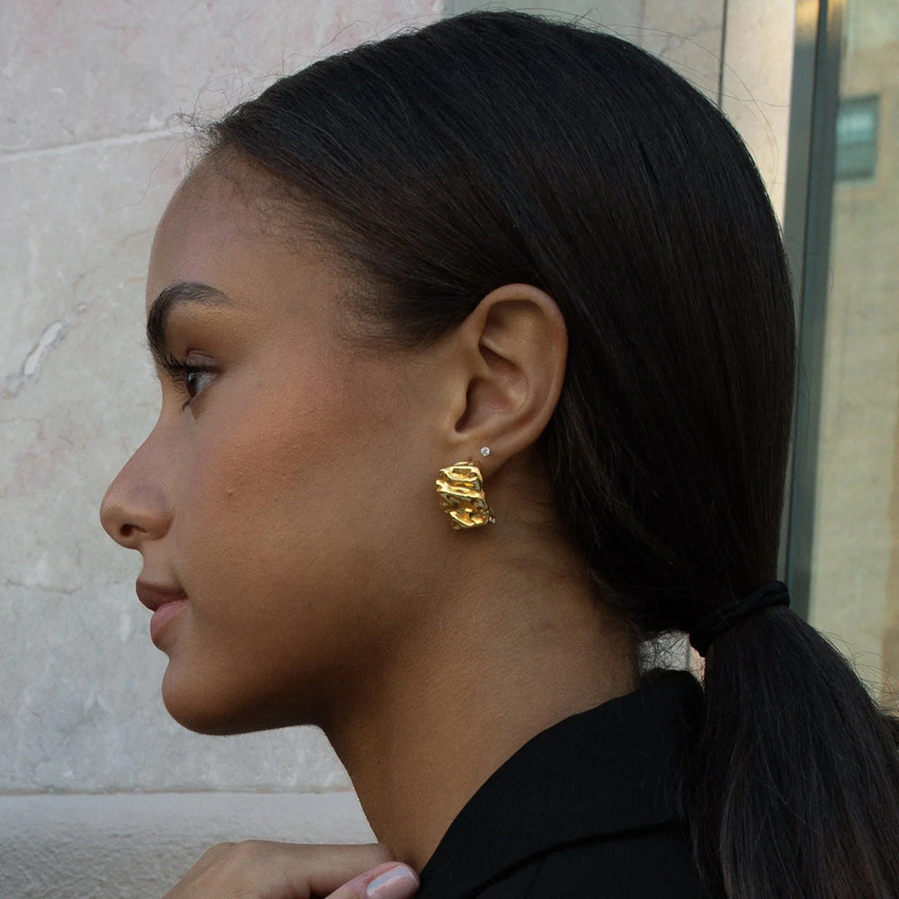 Lovely Lava Gold Earrings-Ringified Jewelry