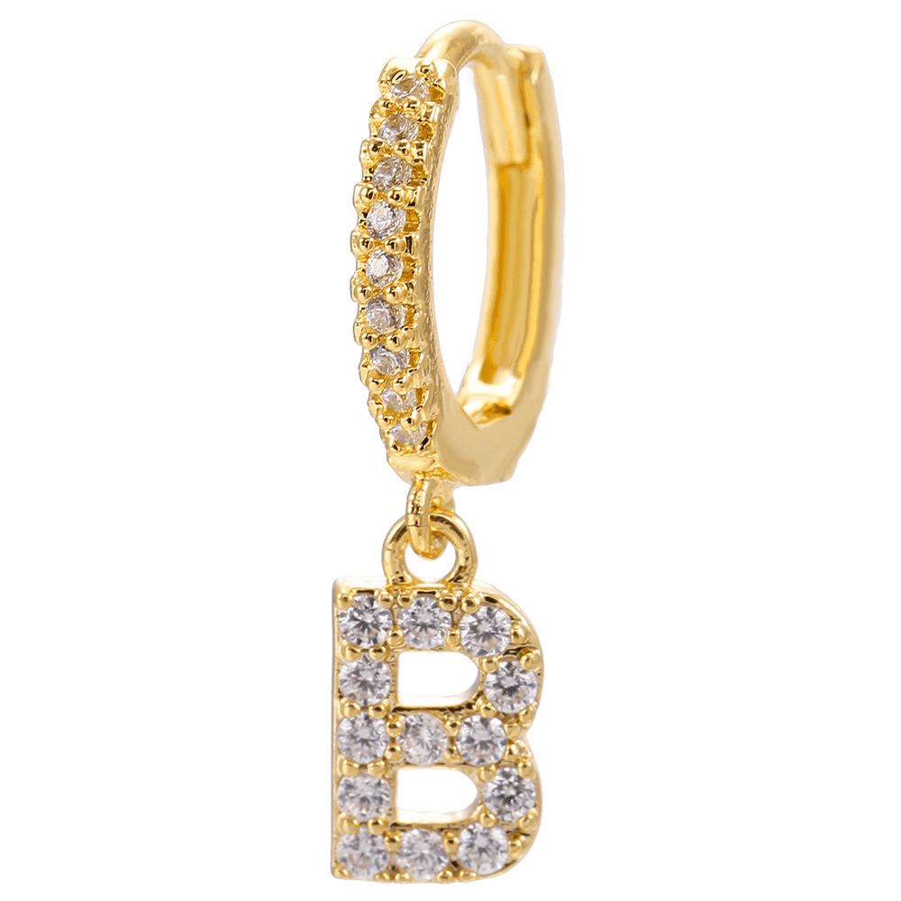 Alphabet Hoop Gold Vermeil Earrings-Ringified Jewelry