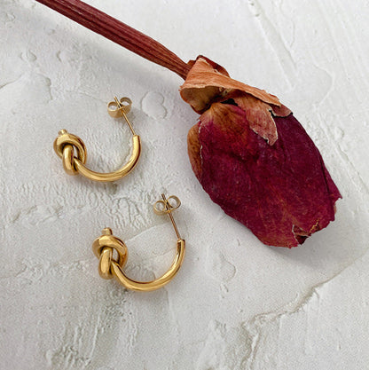 Love Knot Hoop Stud Earrings-Ringified Jewelry