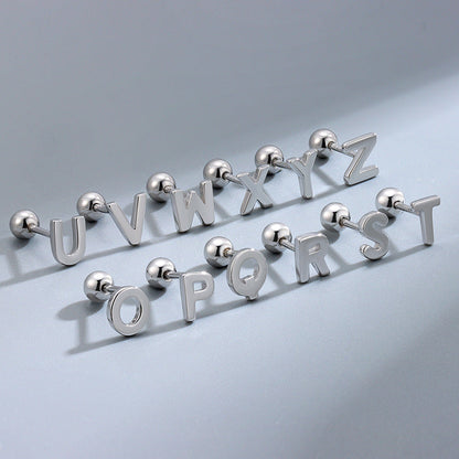 Mini Letter Screw-Back Ball Gold Vermeil Earrings-Ringified Jewelry