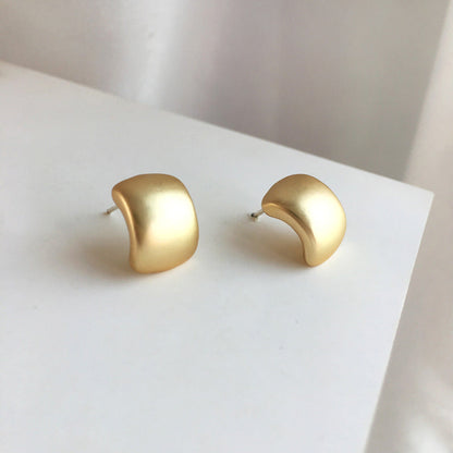Brushed Shield Vermeil Earrings-Ringified Jewelry