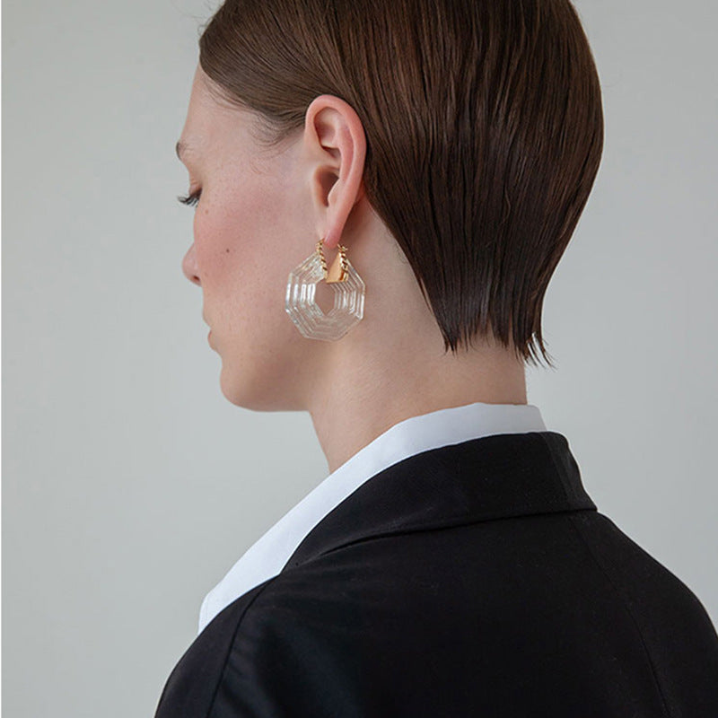 French Hex Hoop Earrings