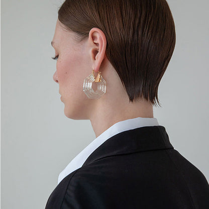 French Hex Hoop Earrings