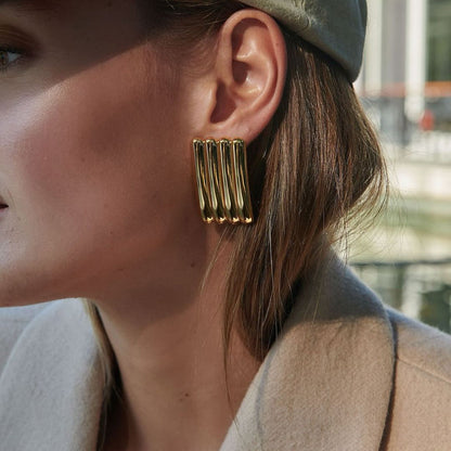 Linear Luxe Gold Earrings