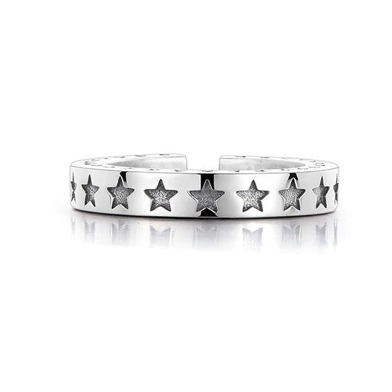 Five-Pointed Carved Star Silver Ring-Ringified Jewelry