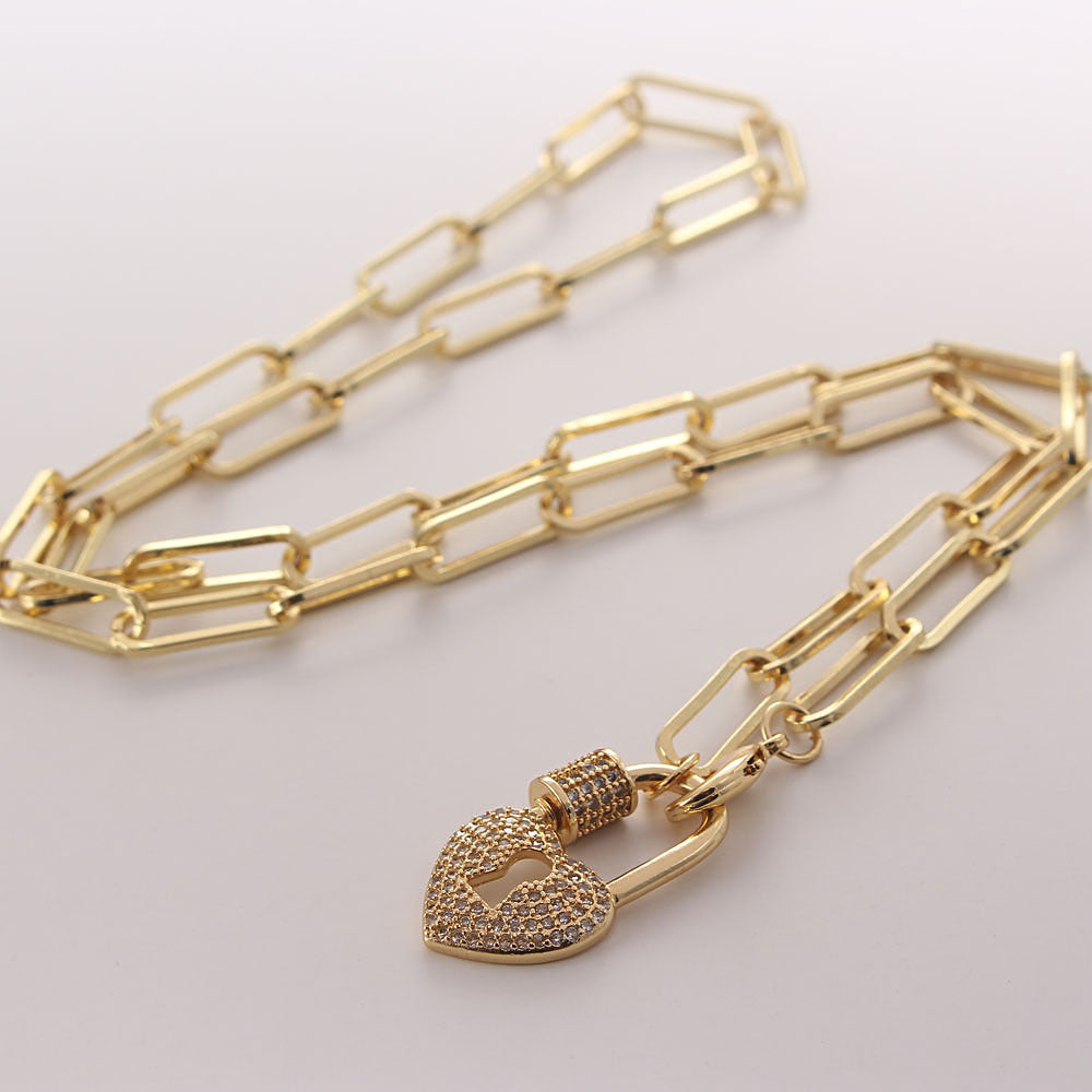 Heart Lock Pave Gold Necklace-Ringified Jewelry