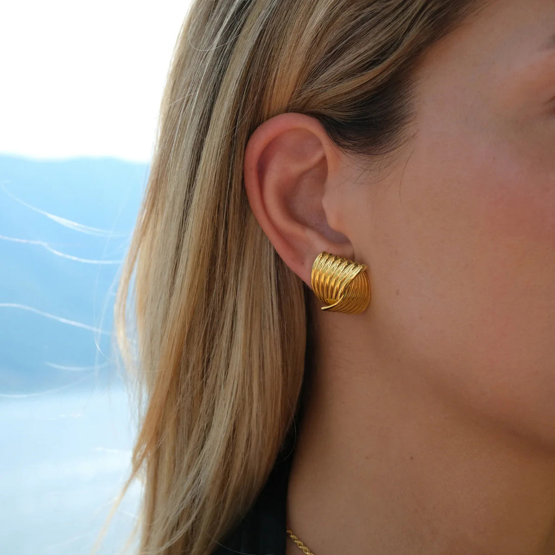 Curved Blaze Gold Earrings