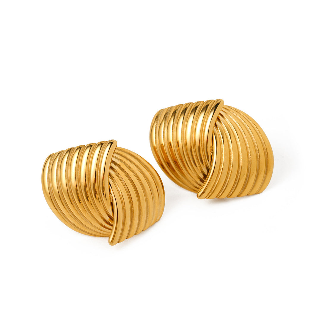 Curved Blaze Gold Earrings