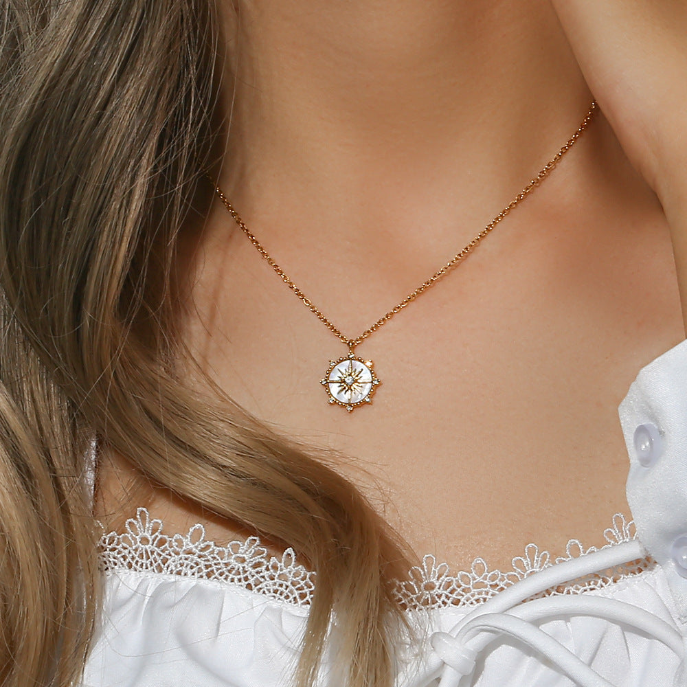 Compass Gold Coin Necklace