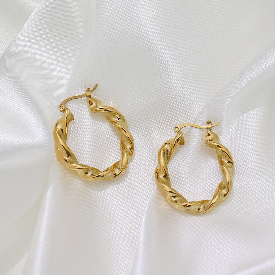 Helix Twist Gold Hoop Earrings-Ringified Jewelry