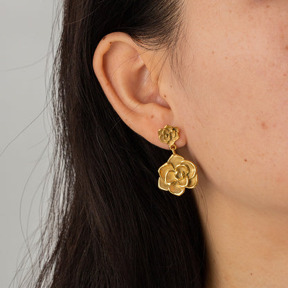 Golden Rose Drop Earrings