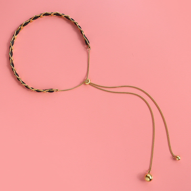 Braided Choker Lariat Necklace