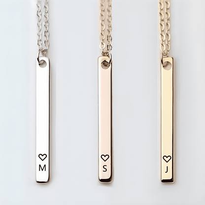 Delicate Heart Letter Bar Gold Necklace-Ringified Jewelry